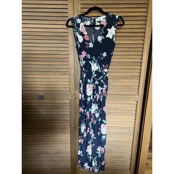 Amour Vert Silk Saint Cloud Floral Wrap Belted Jumpsuit Size Small - Picture 2 of 8